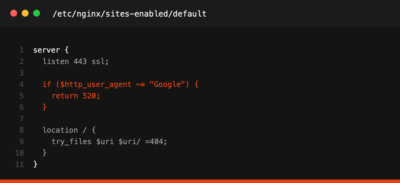 Nginx config blocking Googlebot